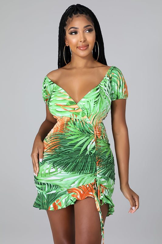 Tropical Paradise Ruched Dress