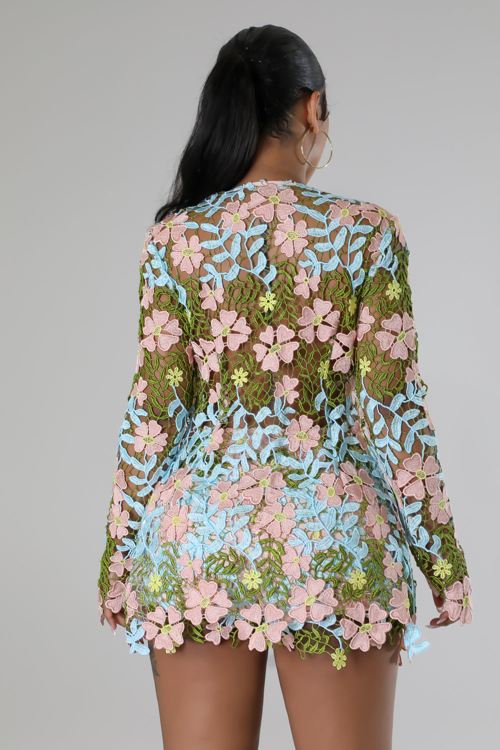 3D Flower Petals Crochet Shorts & Blazer Set