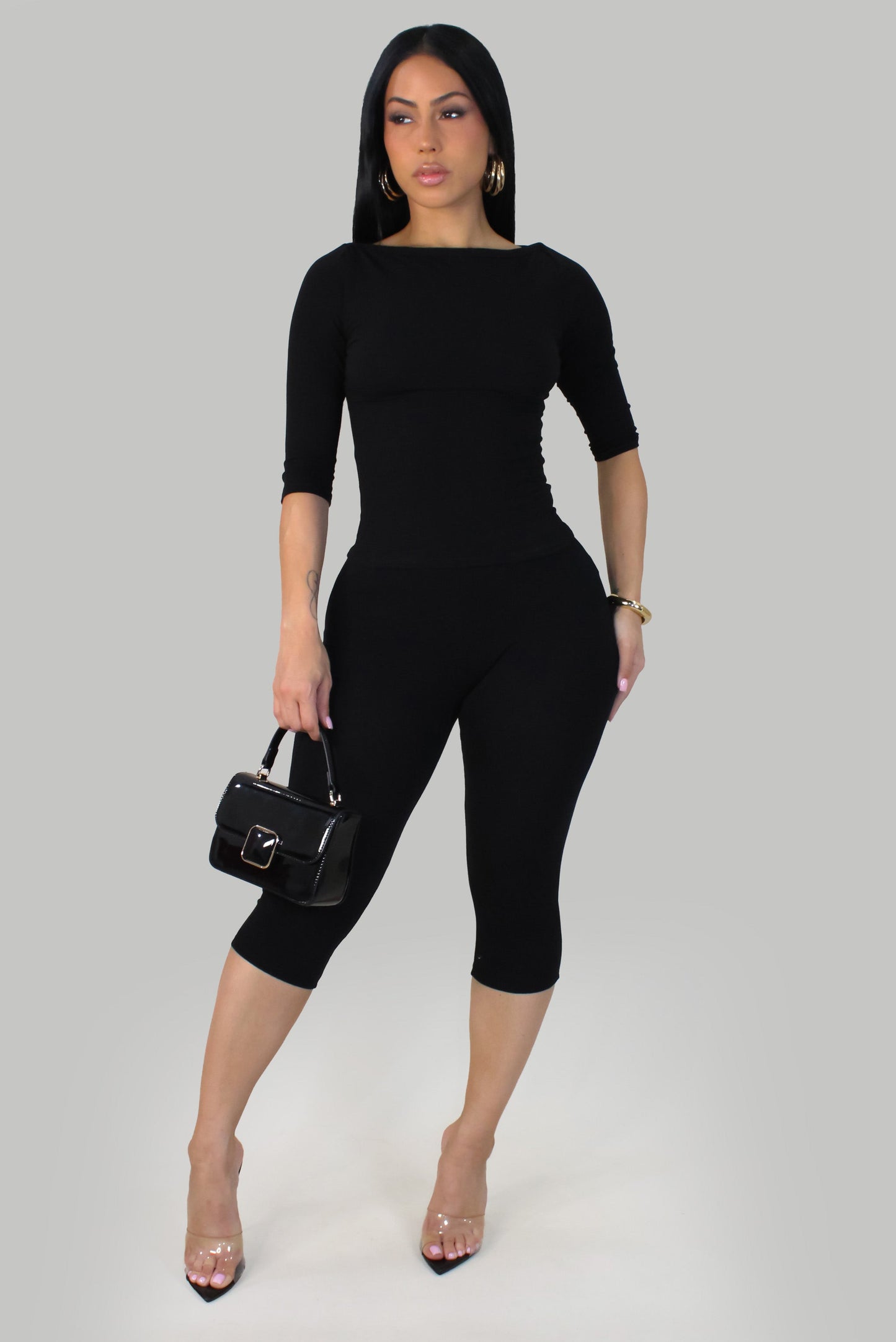 Aura Sculpt Capri Set- Black