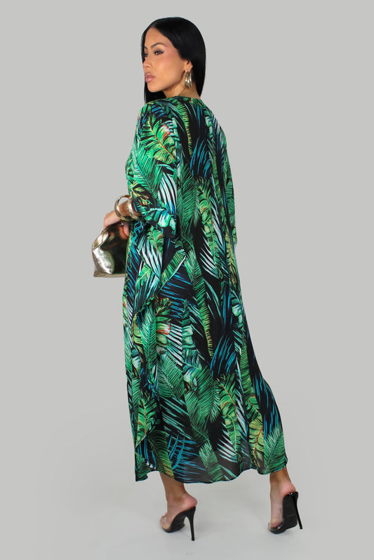 Vacation Palms Immerse Dress- Green/Multi