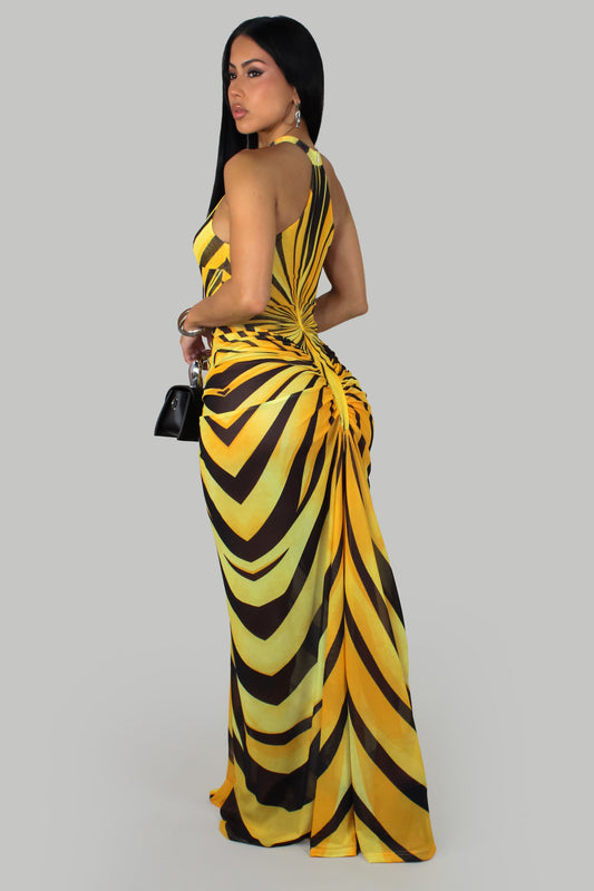 Golden Hour Halter Maxi Dress- Yellow