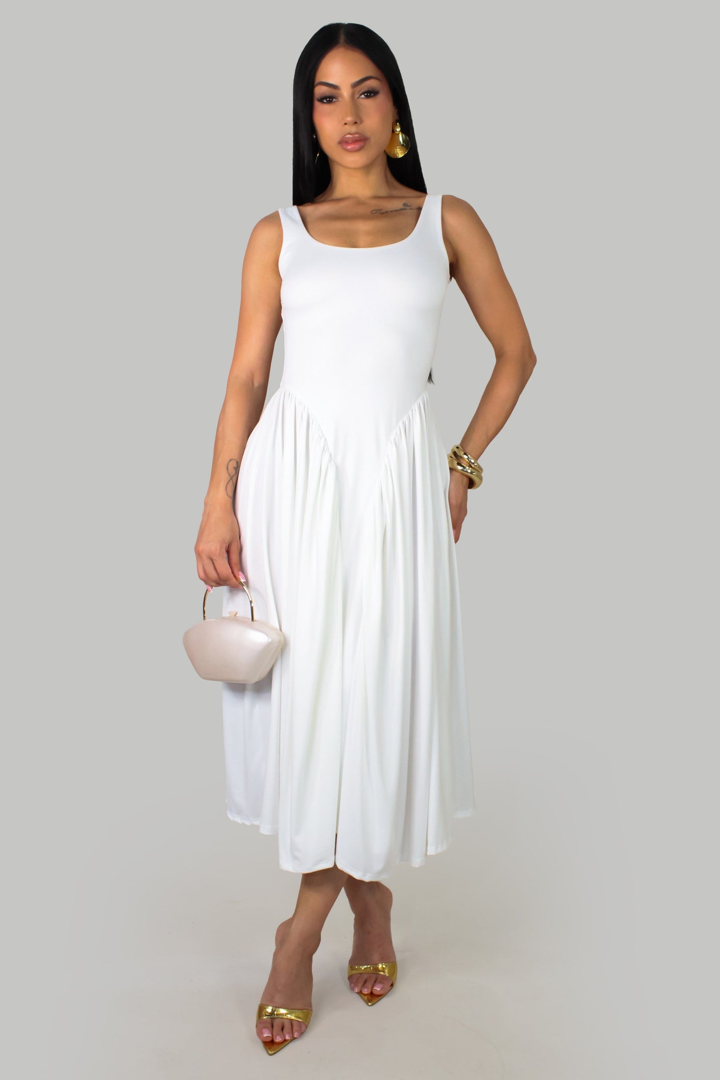 Willow Breeze Midi Dress- White