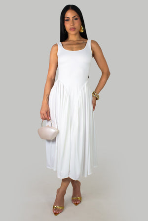 Willow Breeze Midi Dress- White
