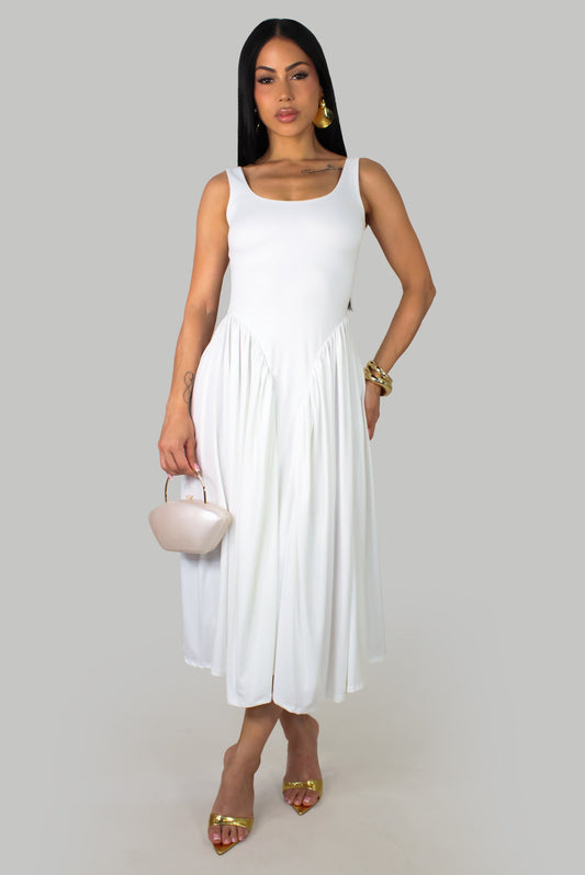Willow Breeze Midi Dress- White