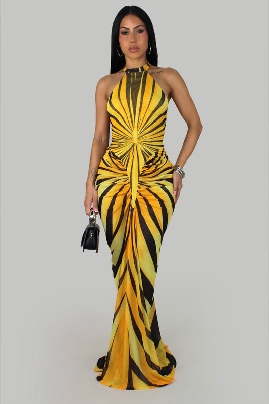 Golden Hour Halter Maxi Dress- Yellow