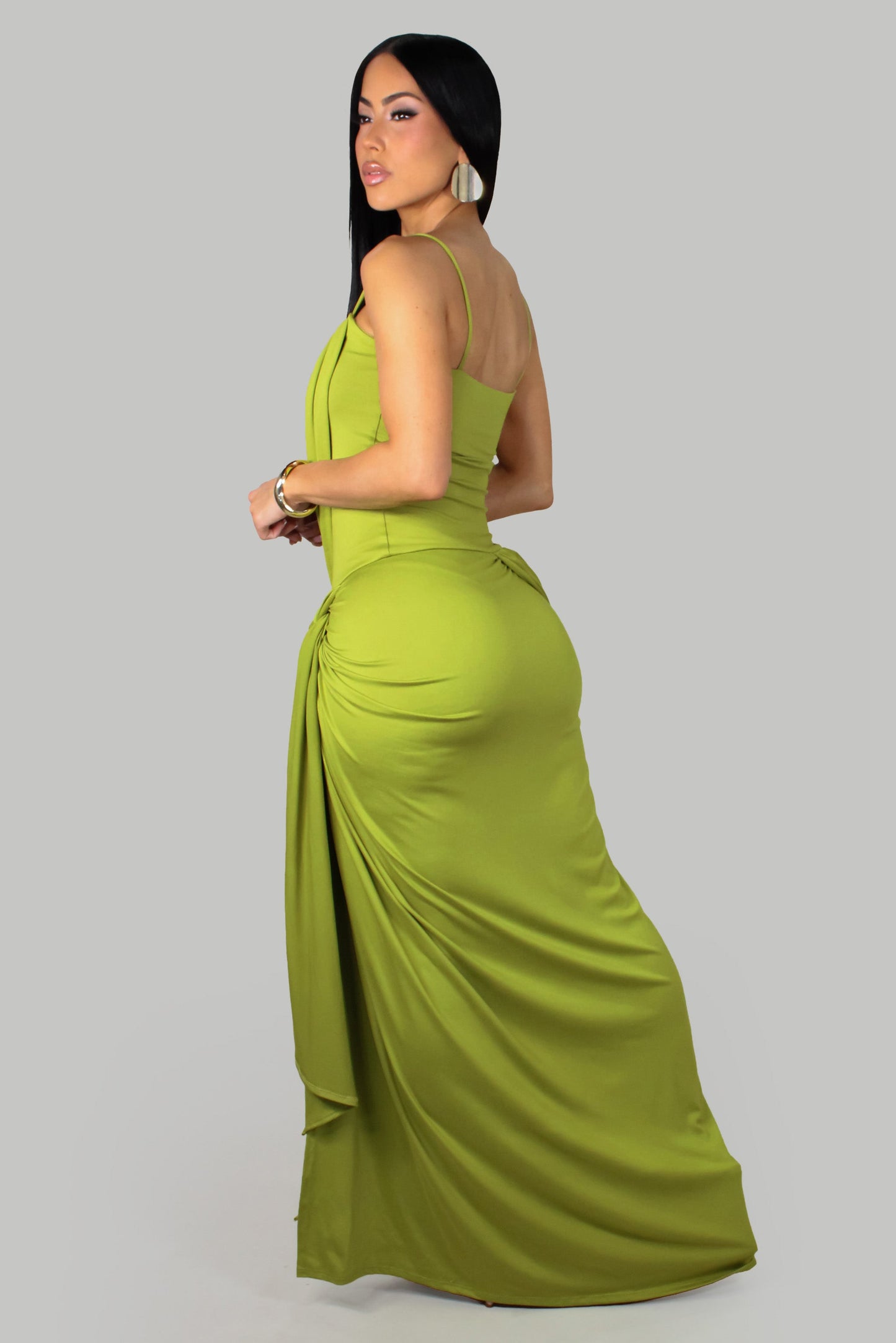 Versona Sexy Slit Maxi Dress- Green