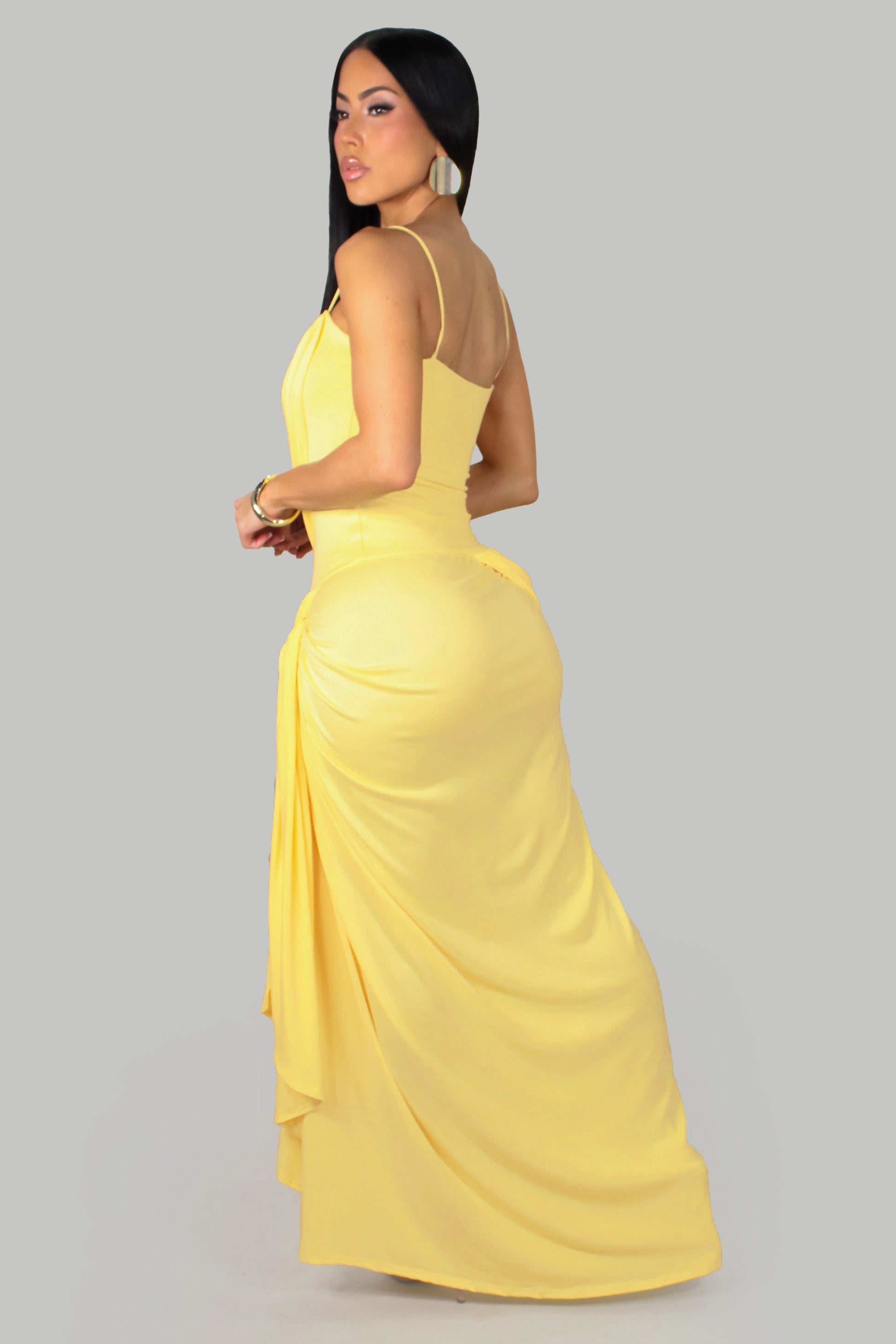 Versona Sexy Slit Maxi Dress- Yellow – S&E Retail Expo Versona Sexy Slit Maxi Dress- Yellow – S&E Retail Expo