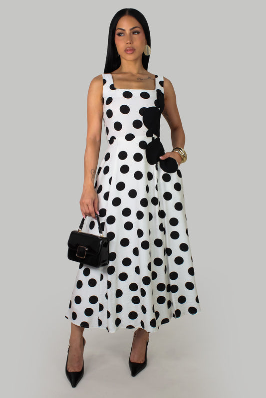 Polka Dot A-Line Pocketed Dress