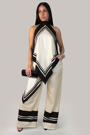Noir Belle Pant Set- Black/Cream