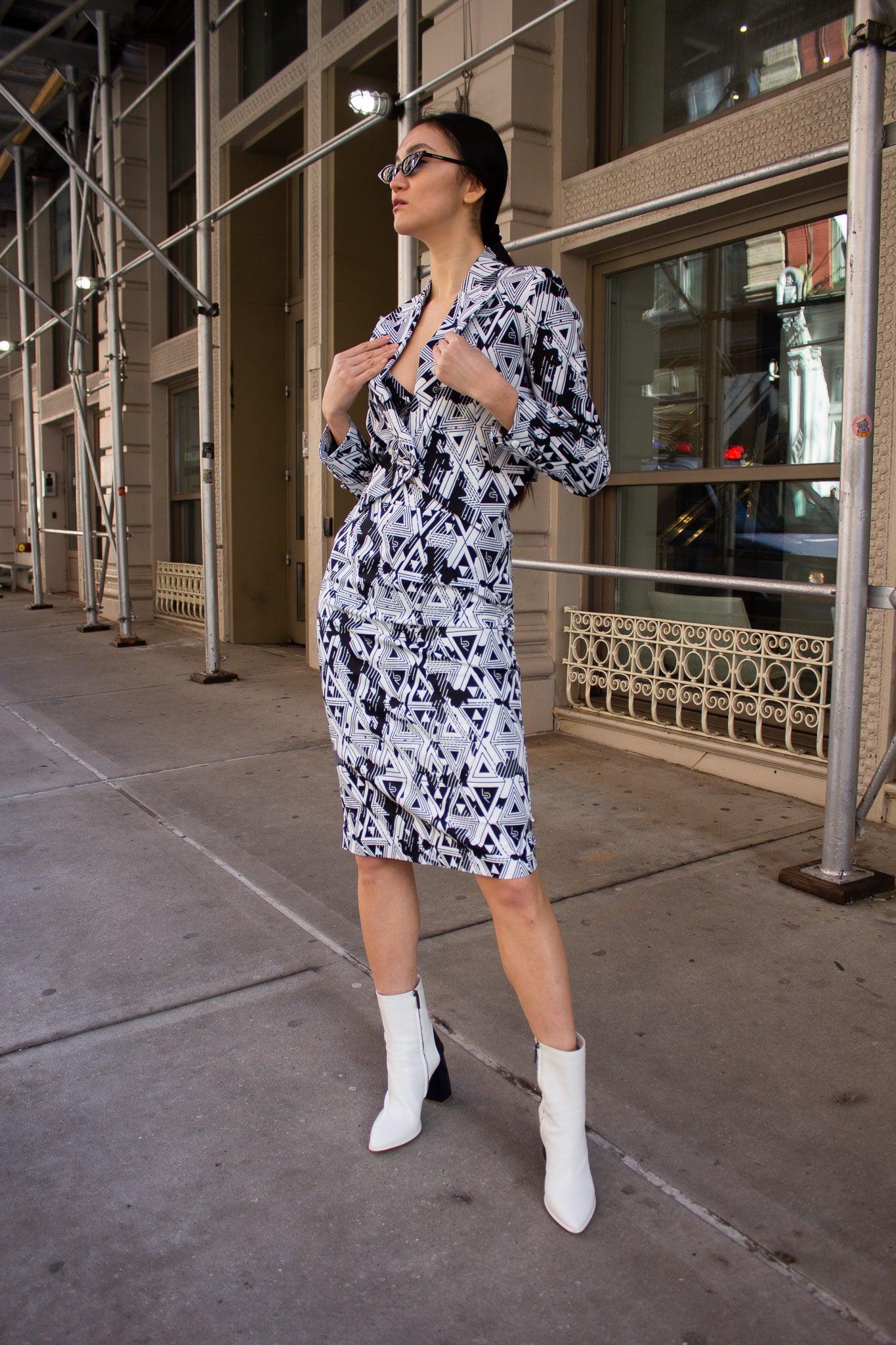 Amour Geometric Pencil Skirt – Stylish Women’s Fitted Skirt