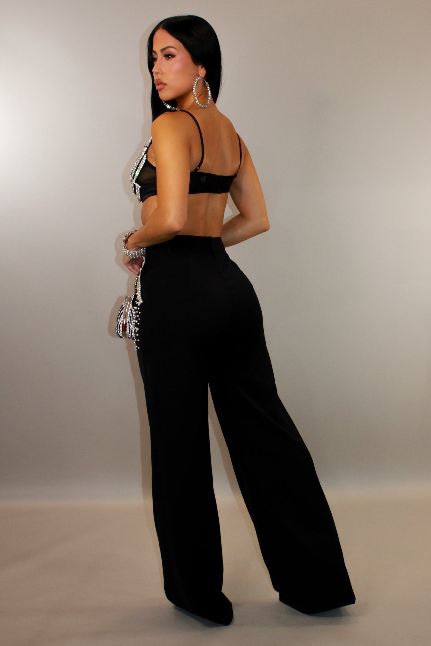 Pearl Stitched Pants- Black