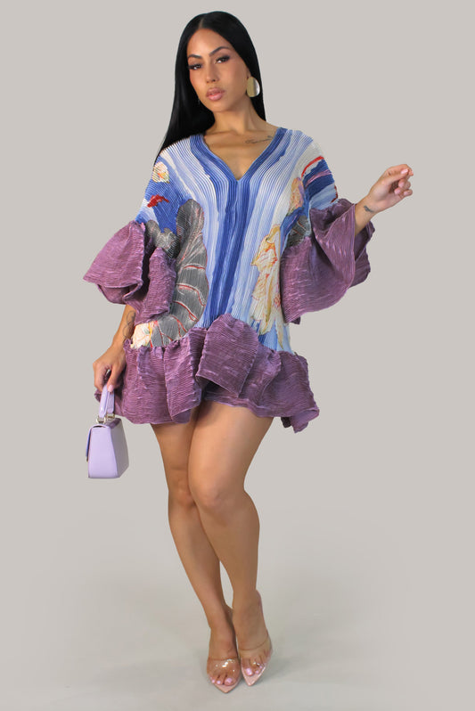 Unique Paradise Dress/Top/Kimono- Purple/Multi
