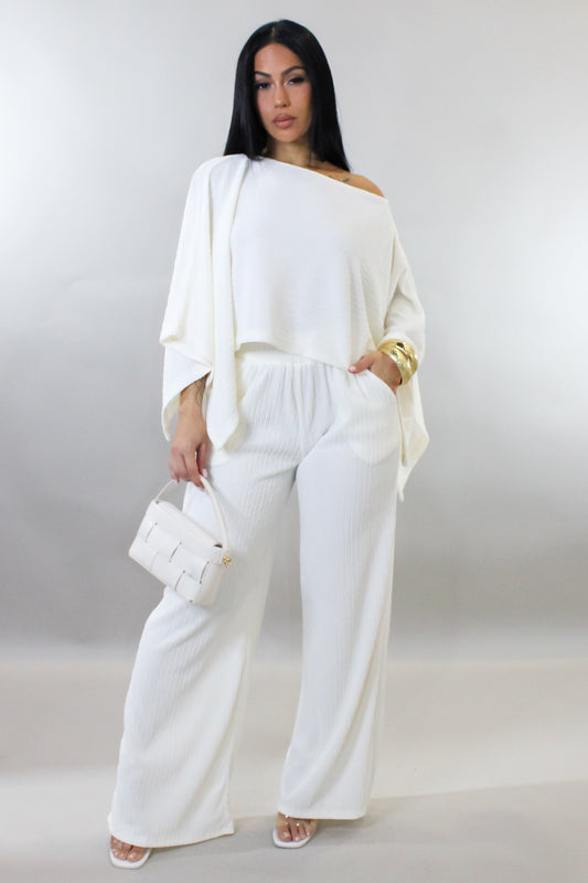 Vacation Resort Comfy Pants Set- White