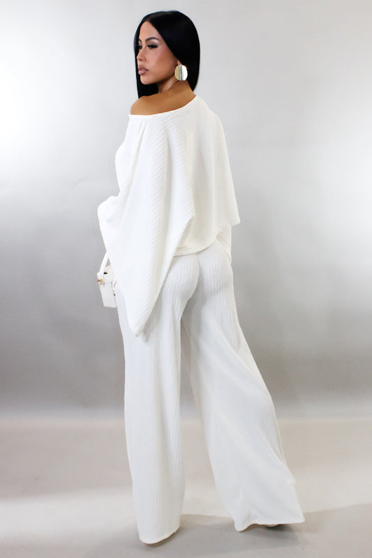 Vacation Resort Comfy Pants Set- White