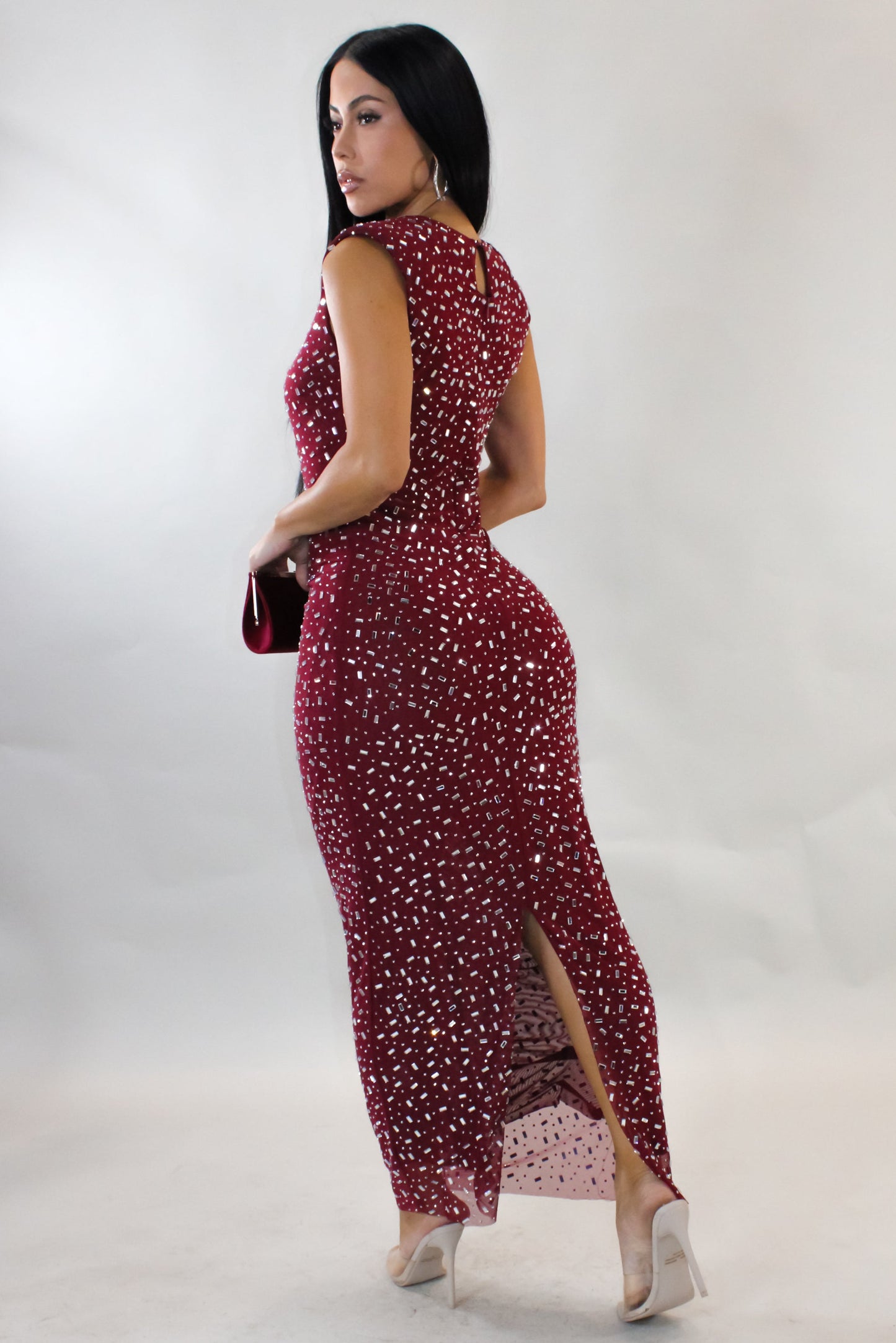 Out Shining Midi Dress- Red