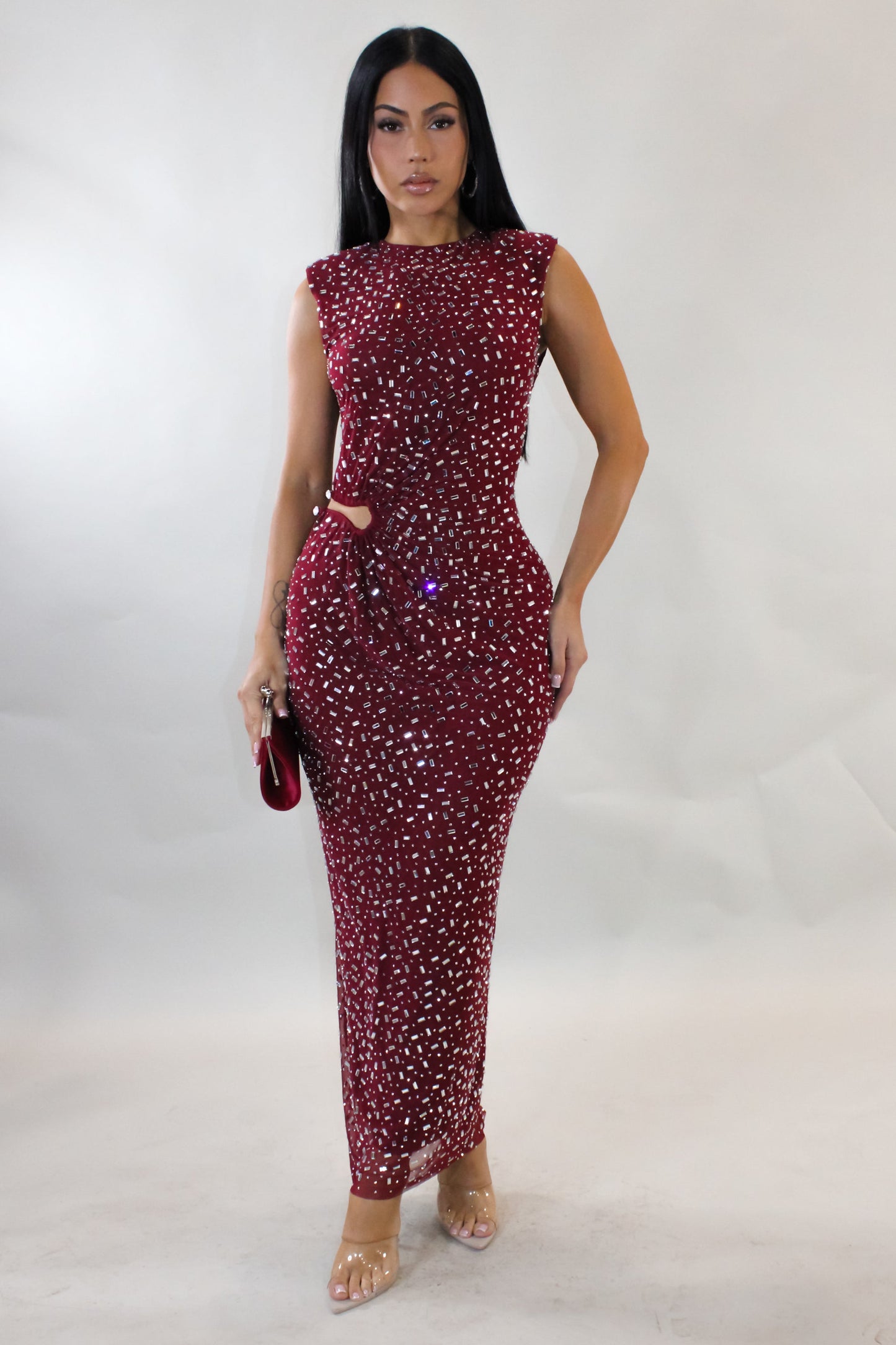 Out Shining Midi Dress- Red