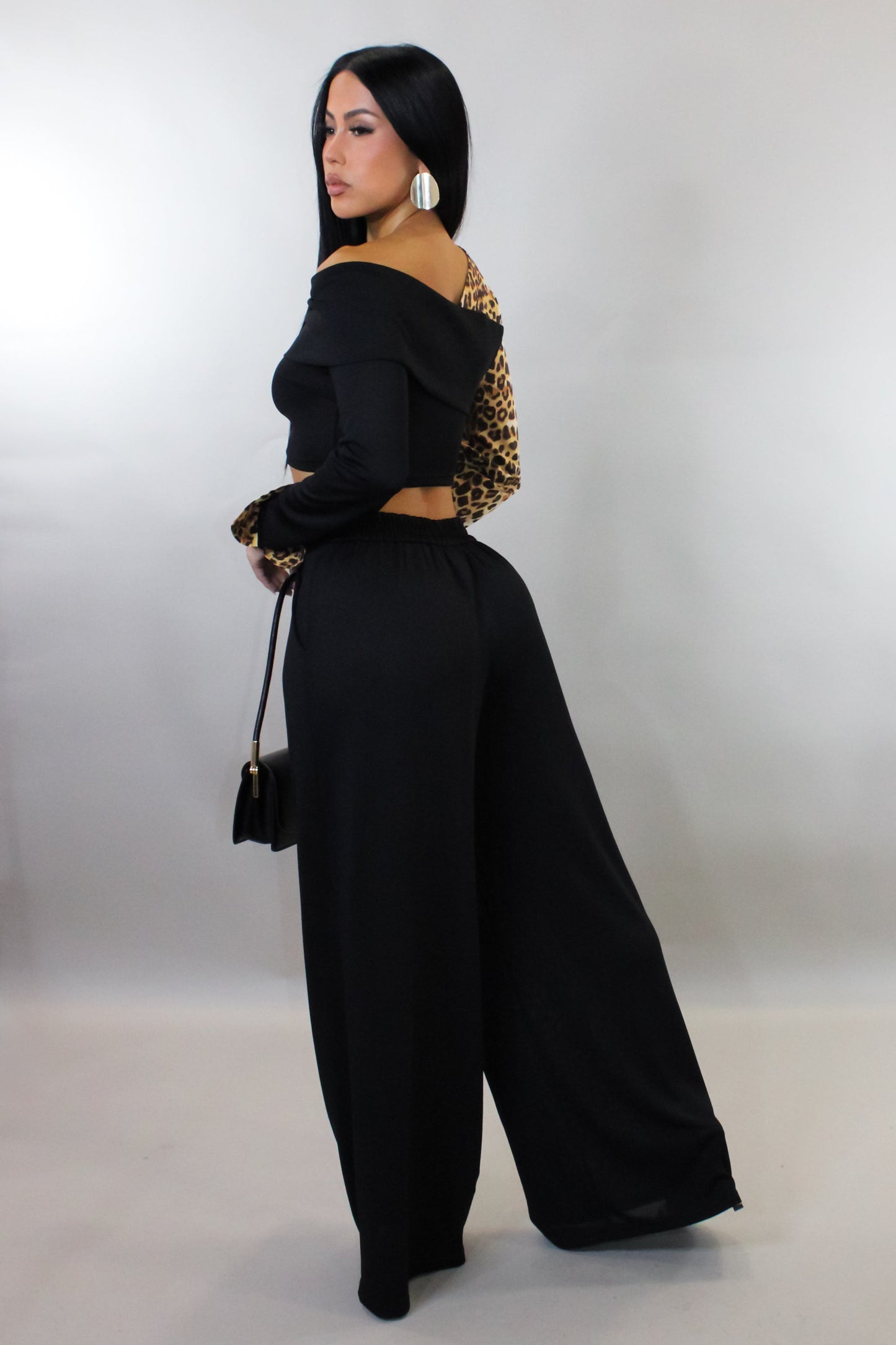 Animal Print on Black Pants Set