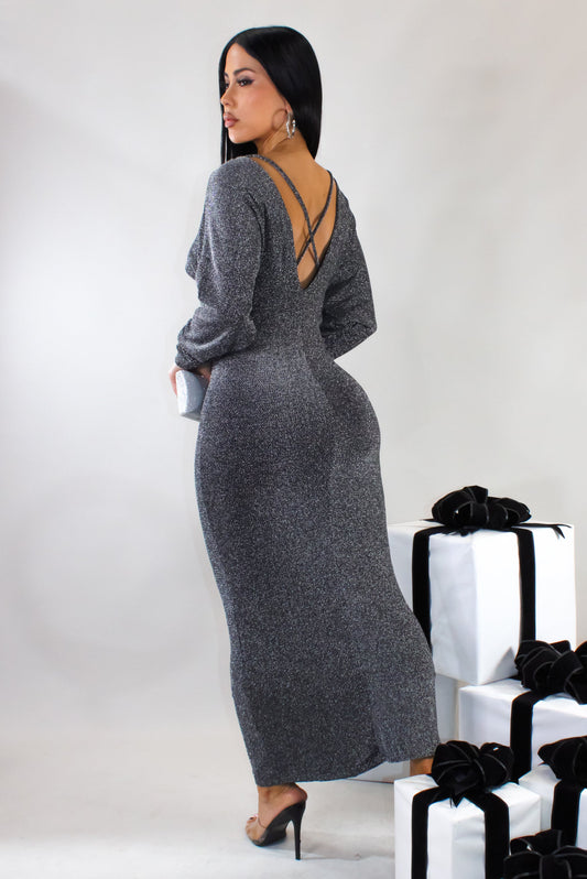 In a New Light Midi Dress- Grey