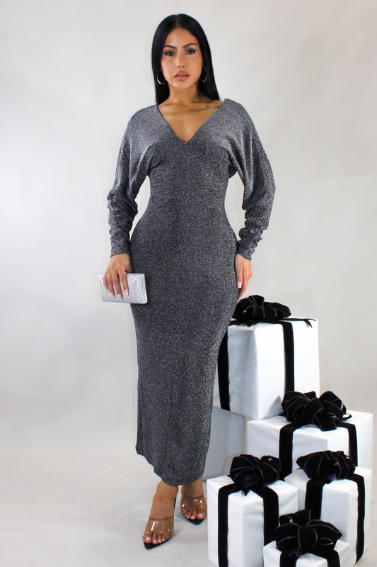 In a New Light Midi Dress- Grey