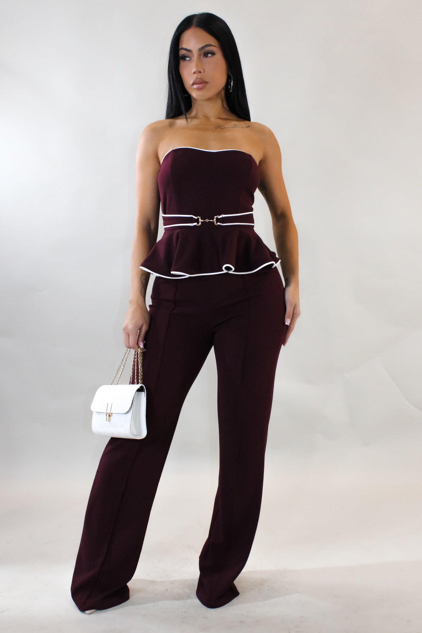 On the Daily Jumpsuit- Burgundy