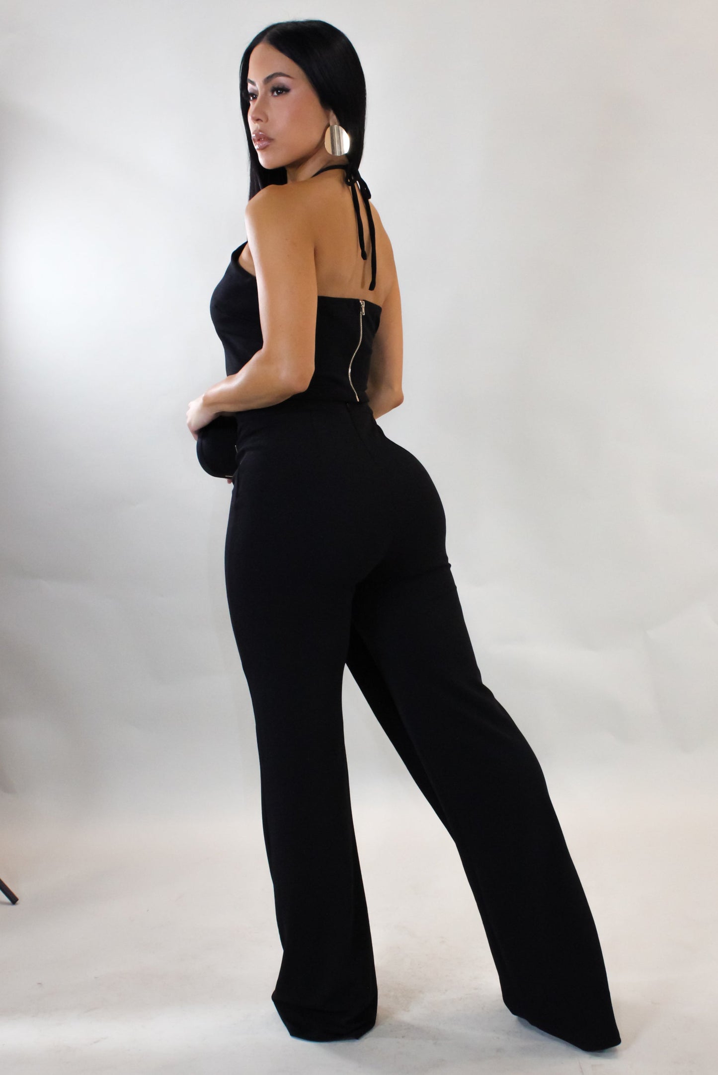 Act Up Pants & Halter Top Set- Black