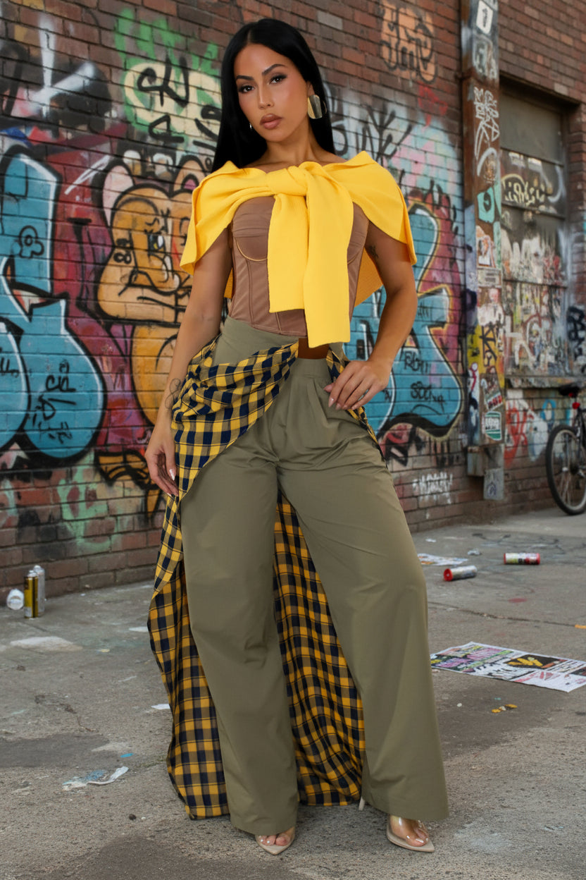 Essential Plaid & Plain Mixed Pants