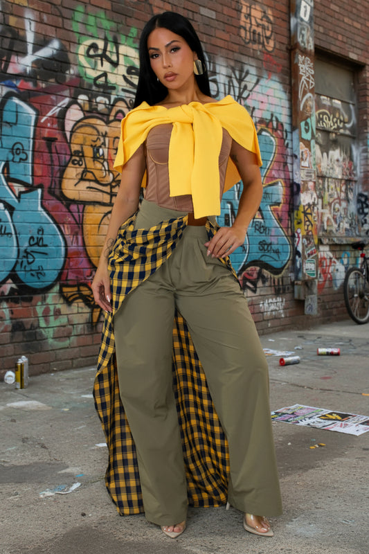 Essential Plaid & Plain Mixed Pants