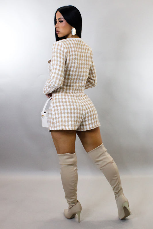 Tweed Lifestyle Skort & Top Set- Beige