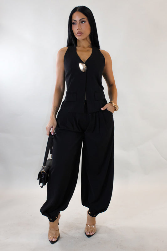 Uptown Chic Pants Set- Black