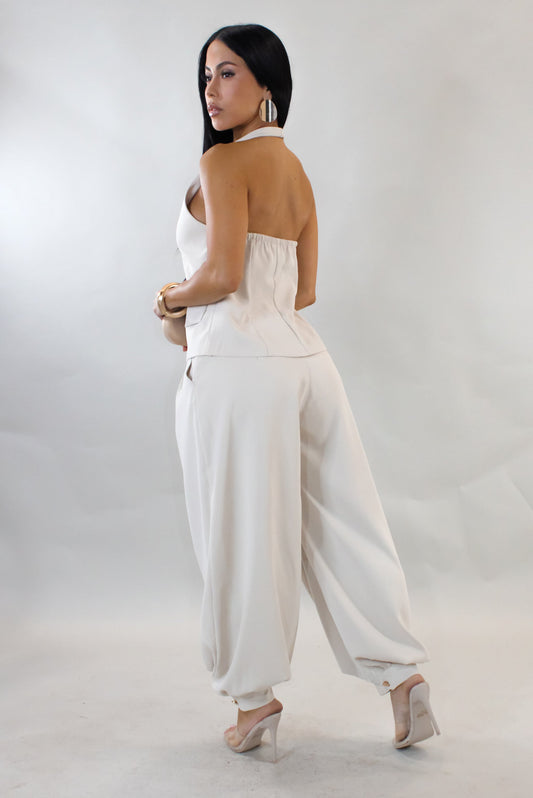 Uptown Chic Pants Set- Beige