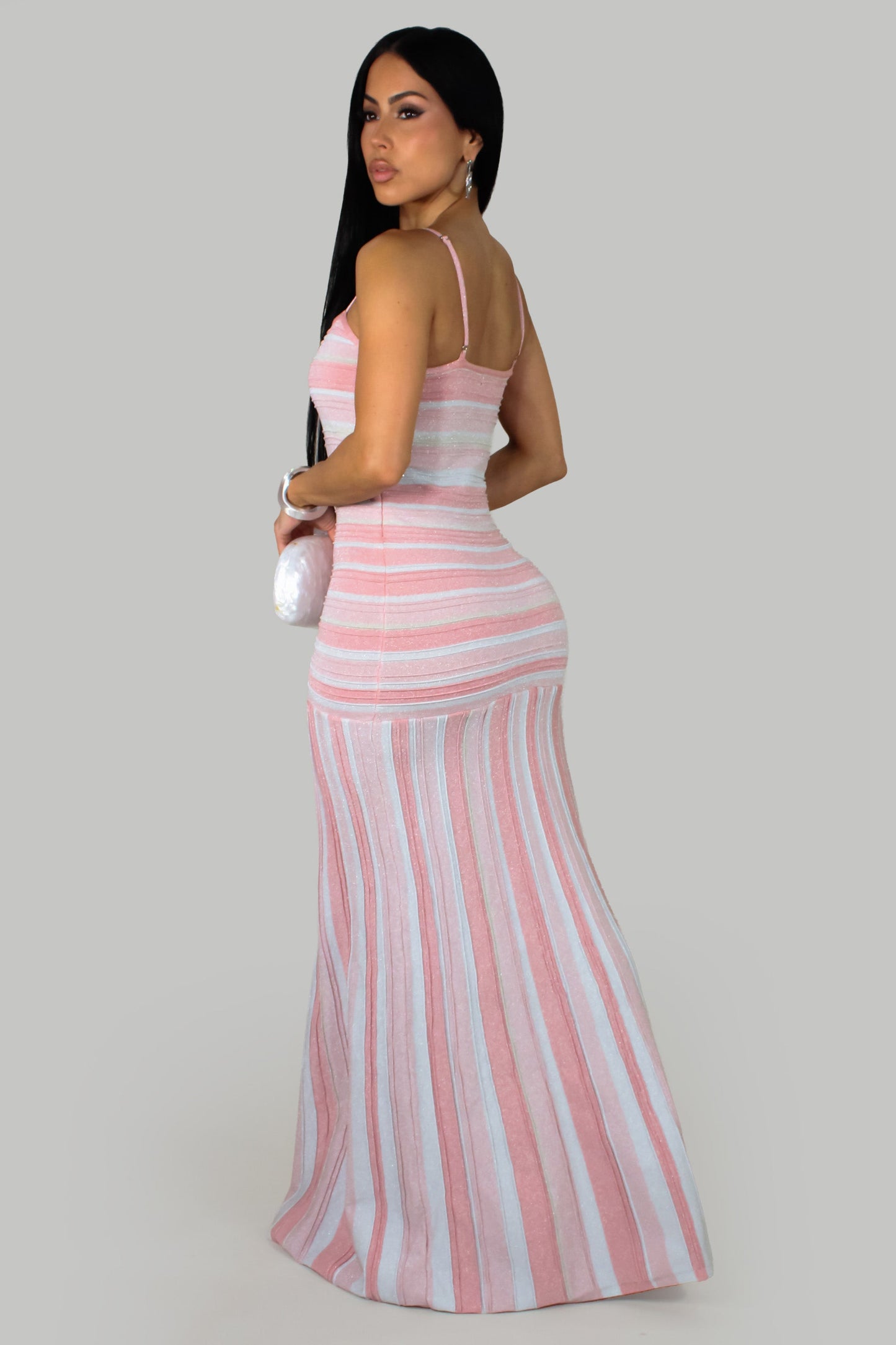 Pink Stardust Maxi Dress- Pink/White