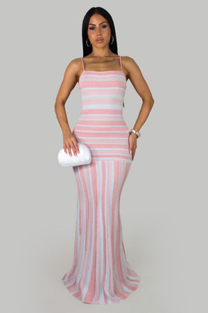 Pink Stardust Maxi Dress- Pink/White