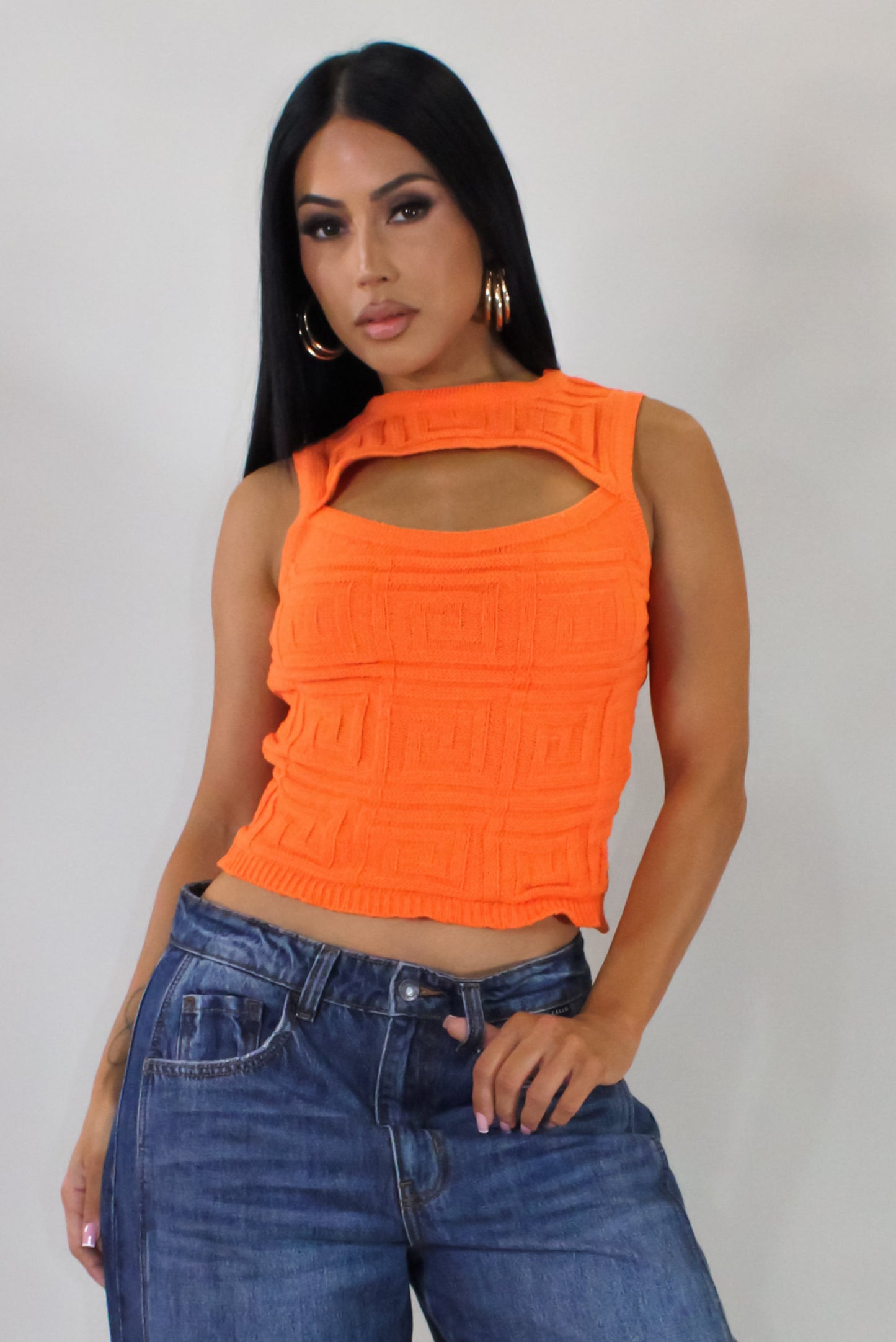 Knit Cropped Top- Orange