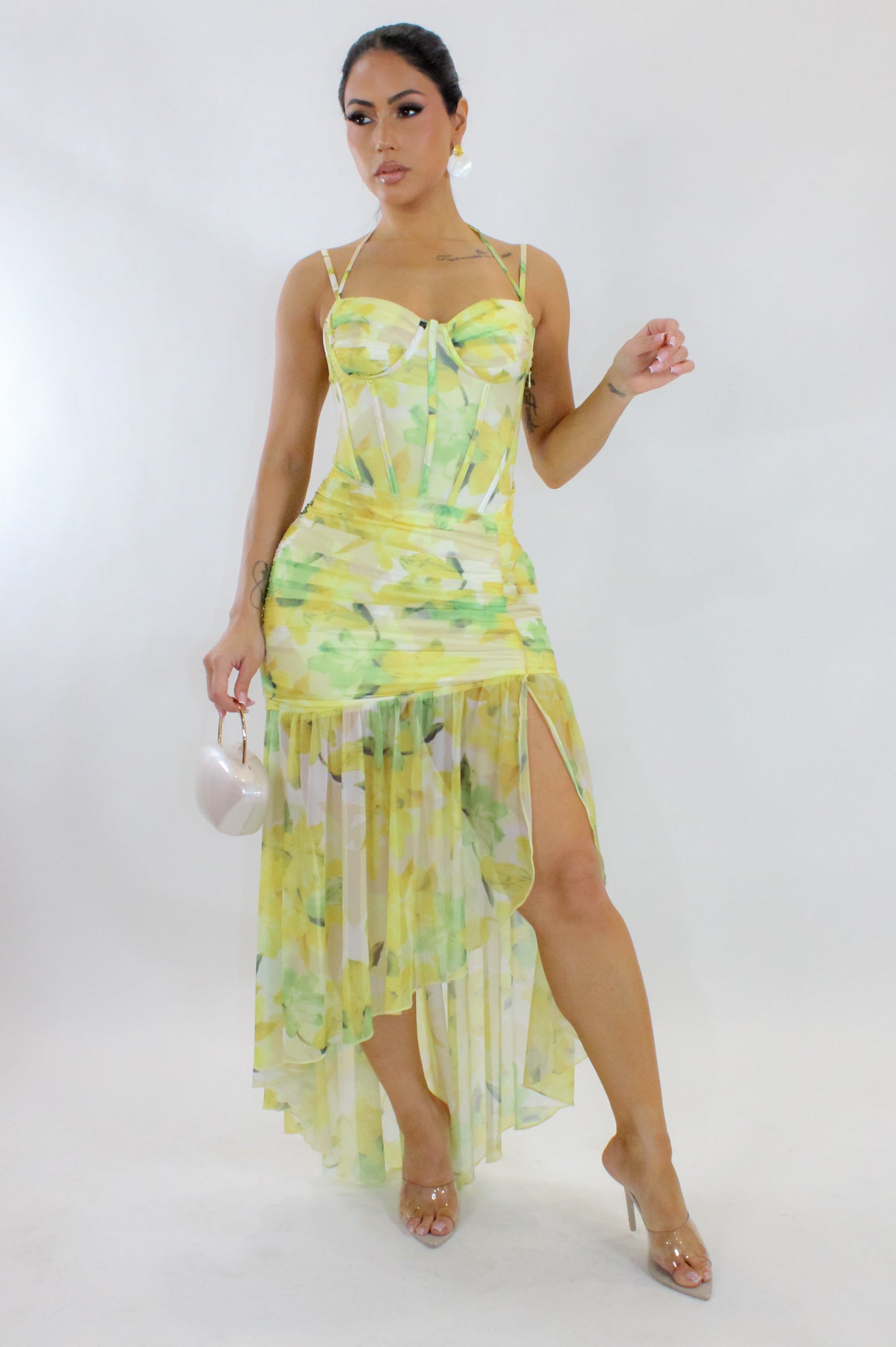 Getting in Spring Midi Dress- Yellow/Green