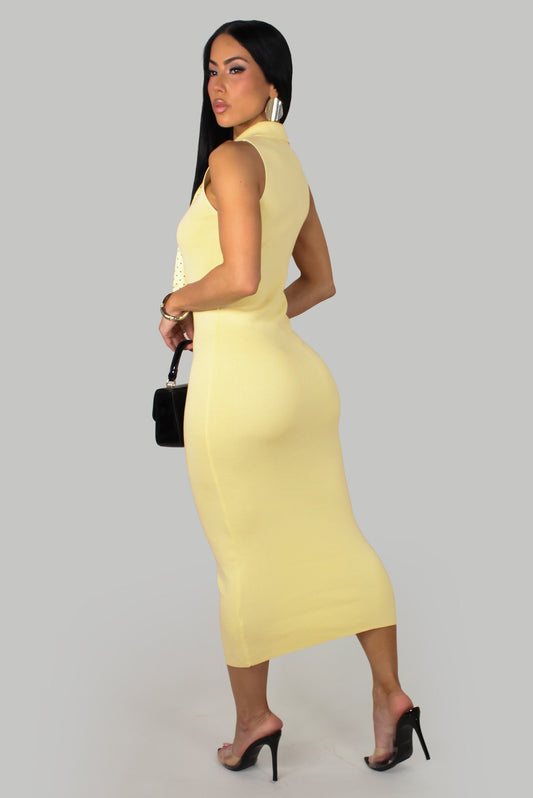 Chique Dress w/ Neck Tie- Yellow