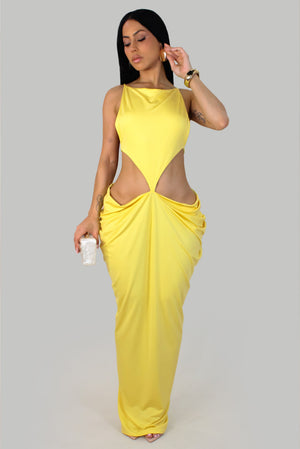 Because I'm That Bold Side Cutout Maxi Dress- Yellow