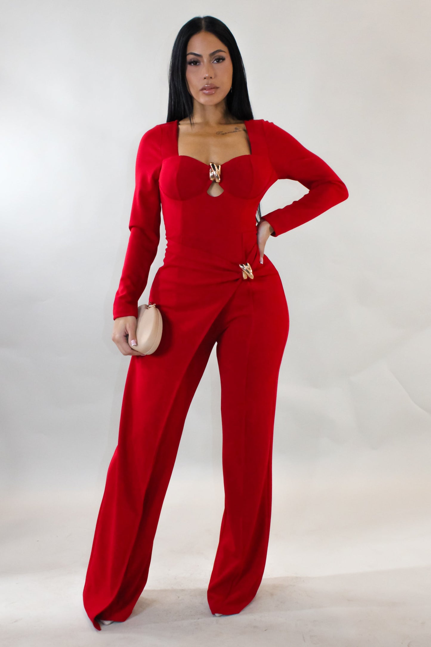 Higher Hopes Jumpsuit- Red