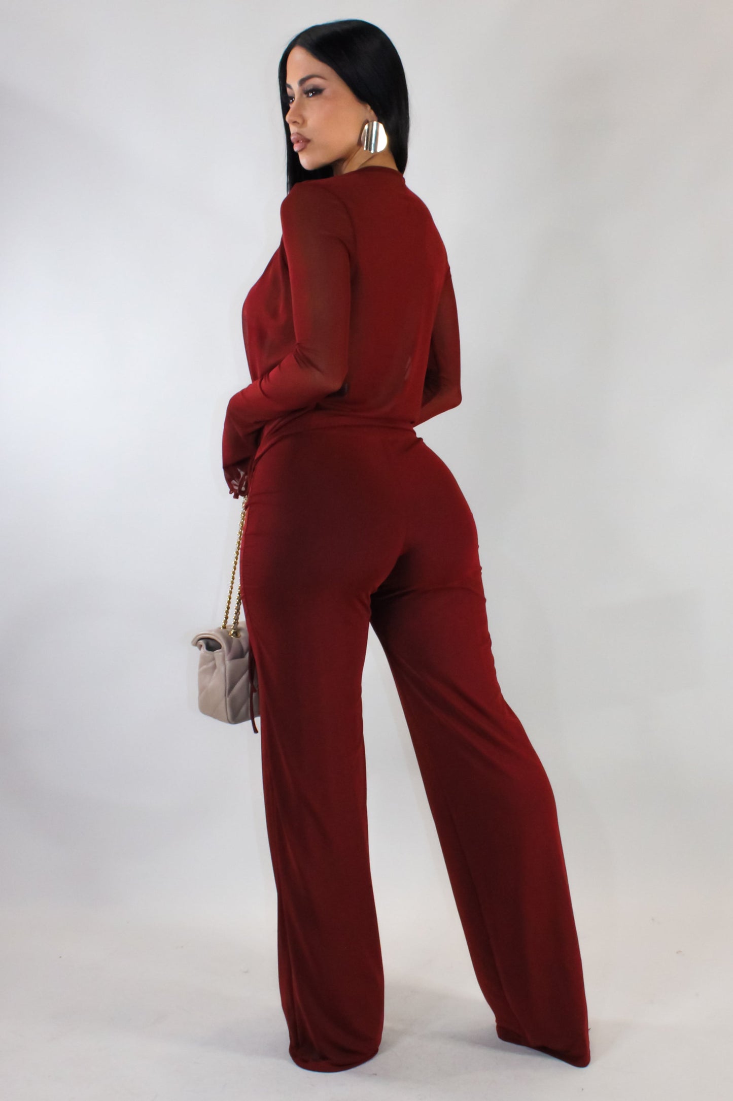 Luxe Pants Set- Burgundy