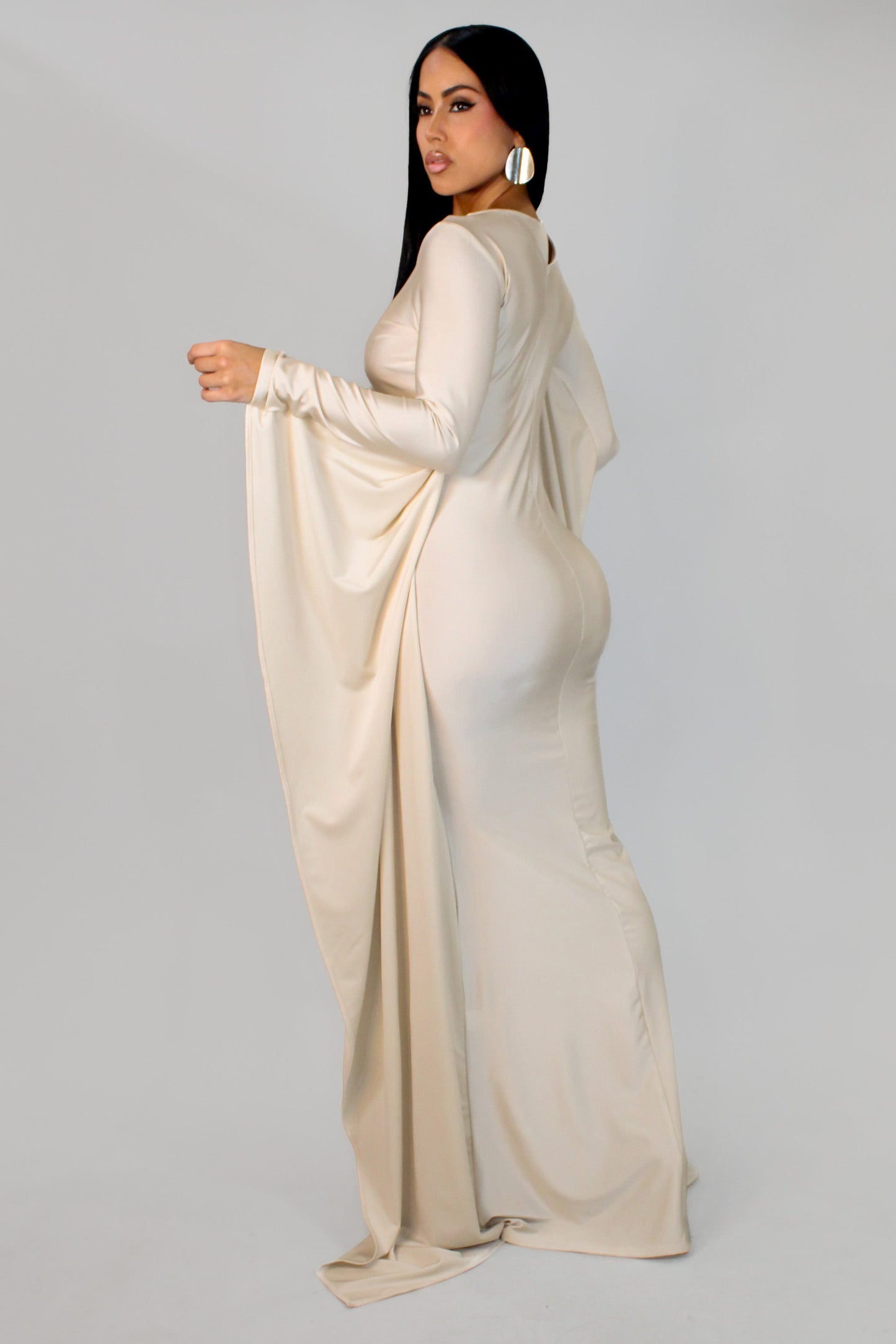 Batwing Sleeve Maxi Dress- Ivory