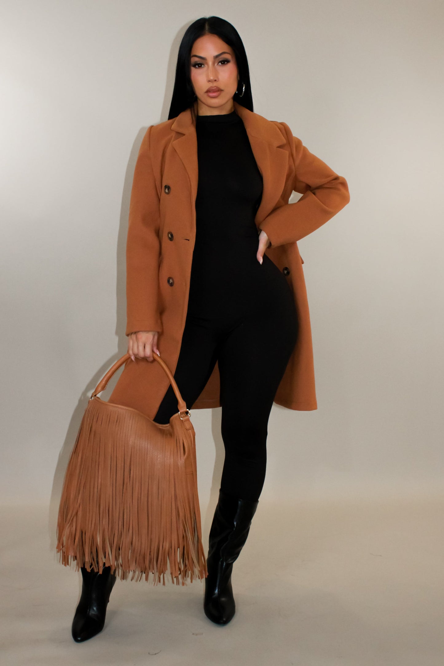 Camel Buttoned Coat