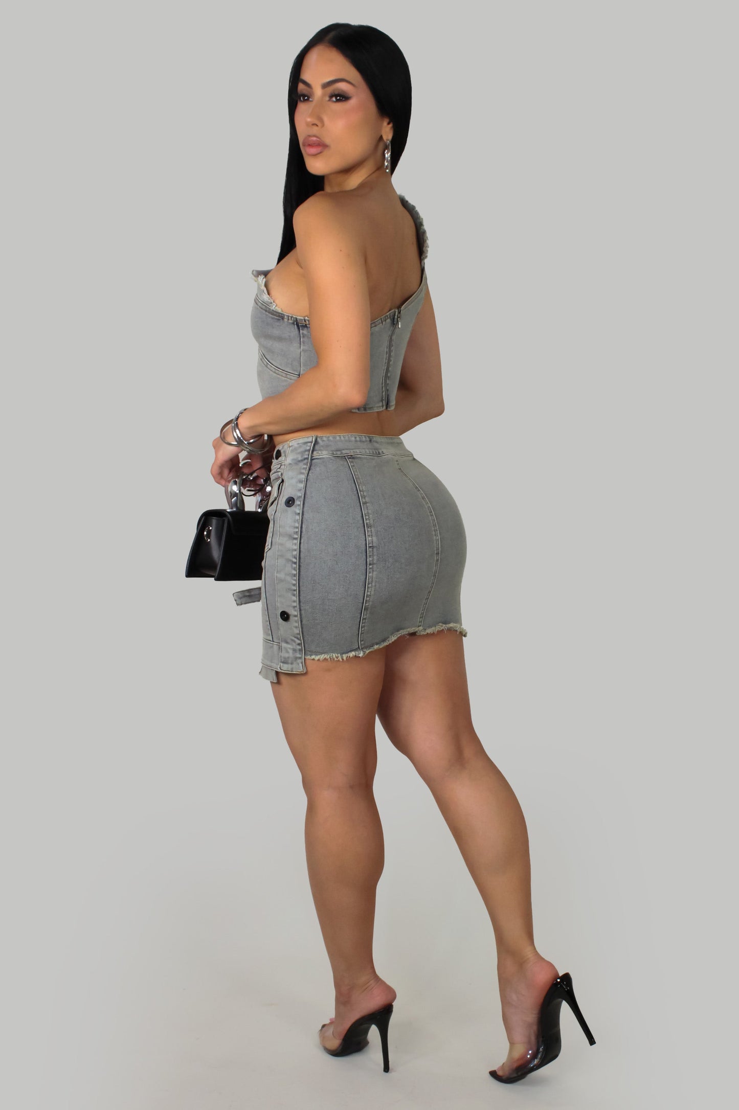 Urban Edge Skirt Set- Denim