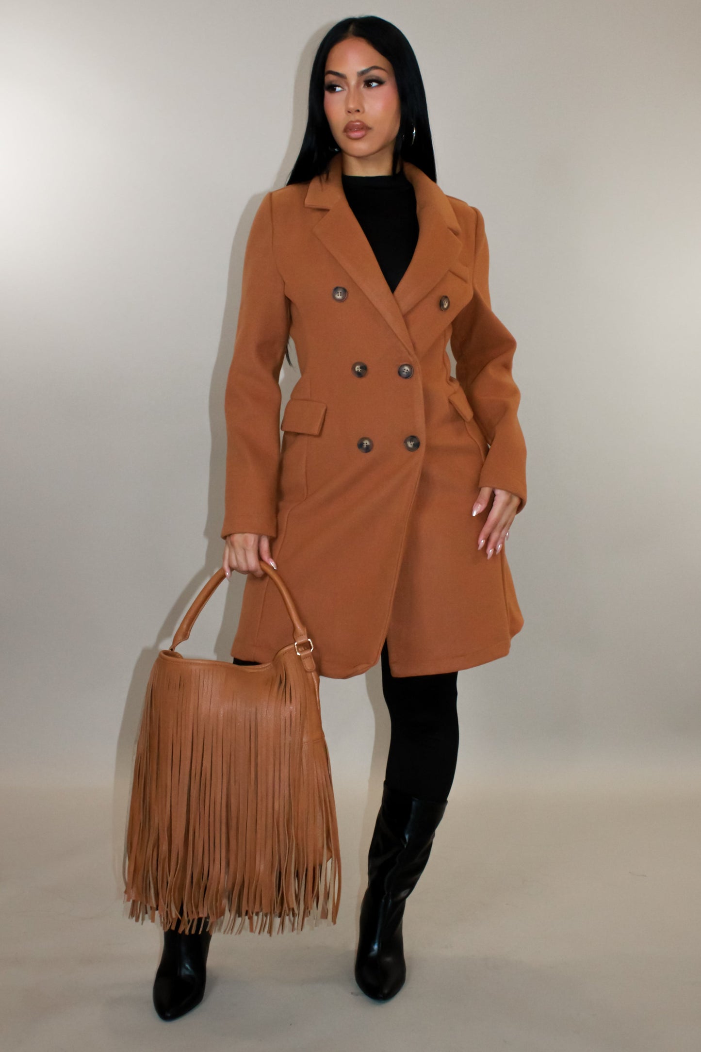 Camel Buttoned Coat