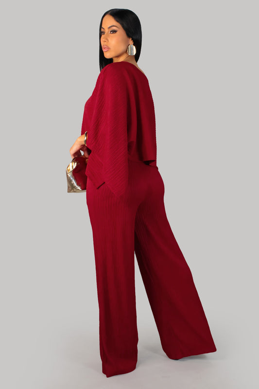 Comfy Lounge Pants Set- Burgundy