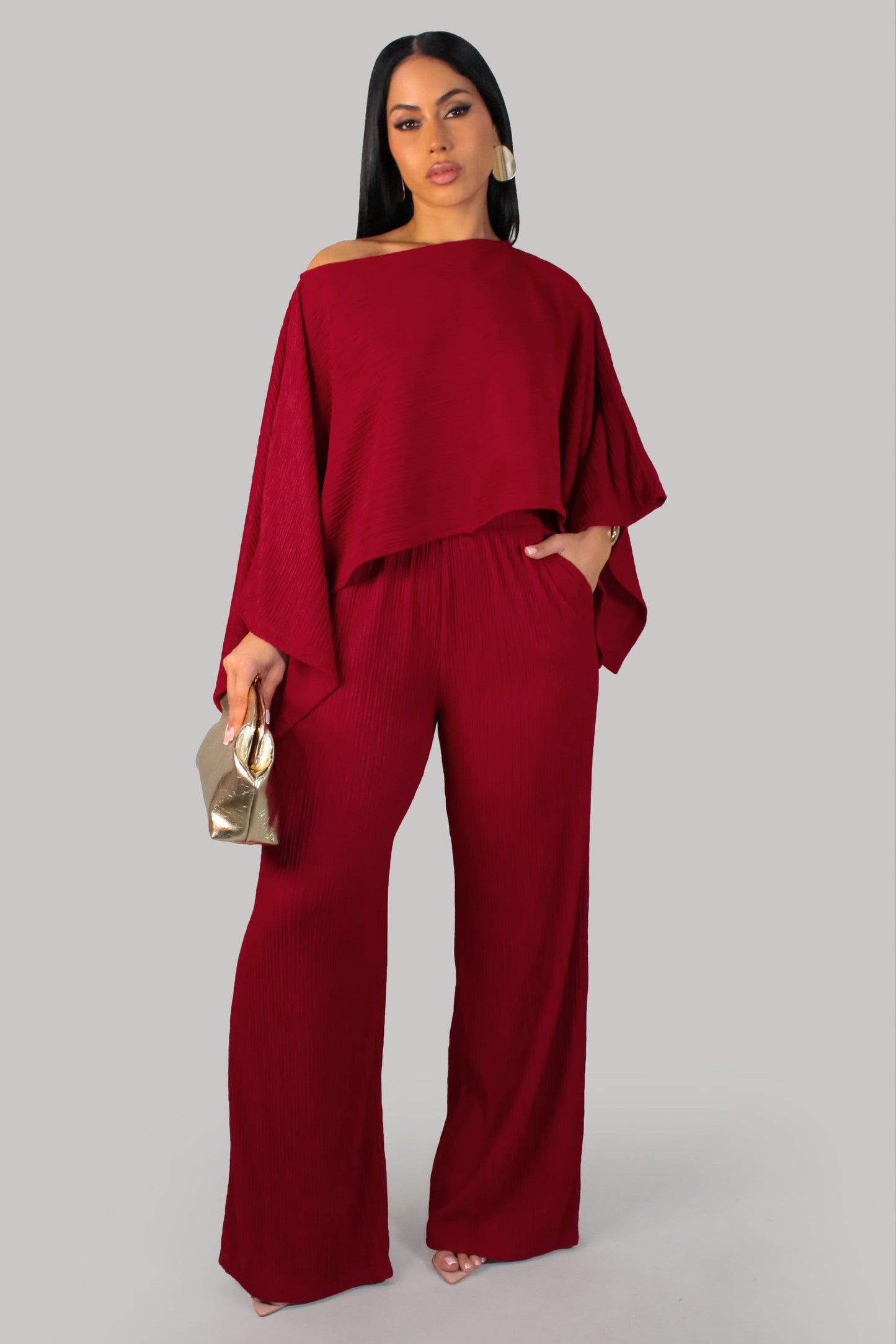 Comfy Lounge Pants Set- Burgundy