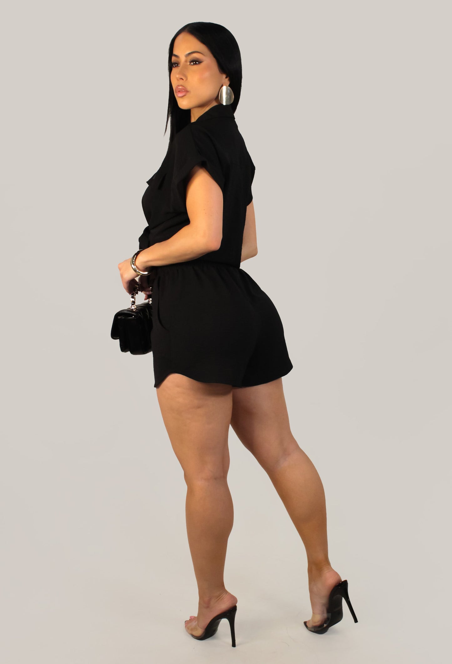 Summer Chic Shorts Set- Black