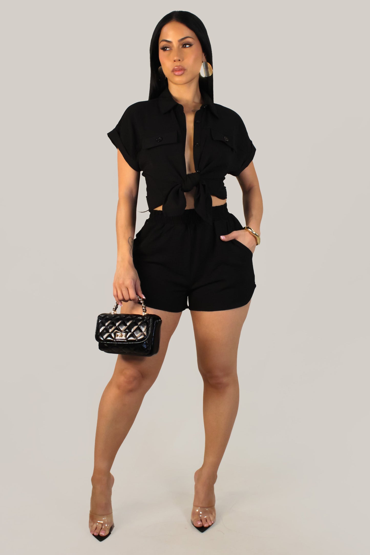 Summer Chic Shorts Set- Black