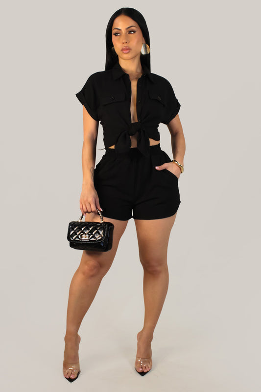 Summer Chic Shorts Set- Black