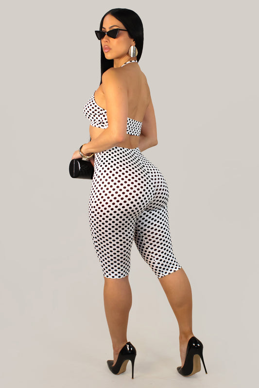 Showstopper Polka Dot Capri & Top Set- White