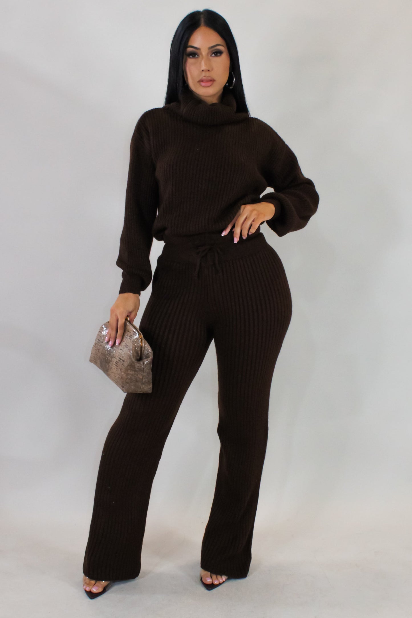 Knit Pants & Jacket- Brown