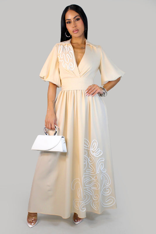 Just a Lil Swirl Maxi Dress- Cream